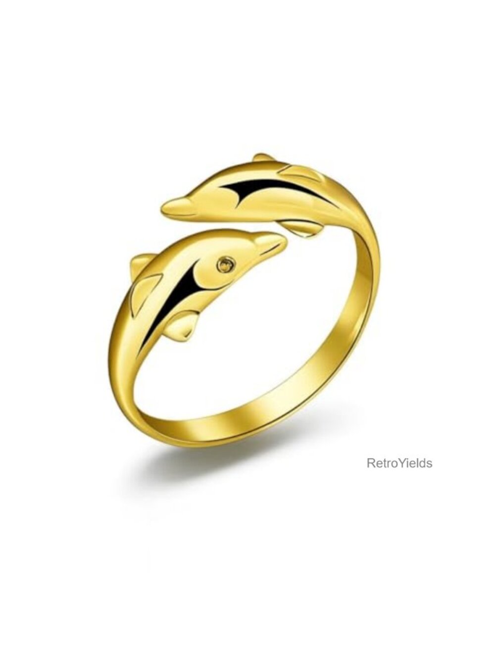 Stainless Steel Double Dolphin Adjustable Ring Nautical Ocean Gift
